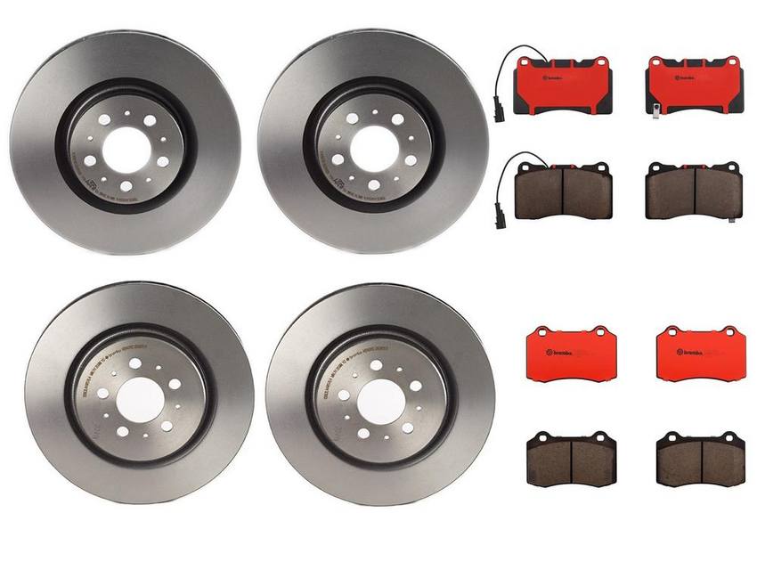 Volvo Brakes Kit - Pads & Rotors Front and Rear (330mm/330mm) (Ceramic) 30748957 - Brembo 3269324KIT